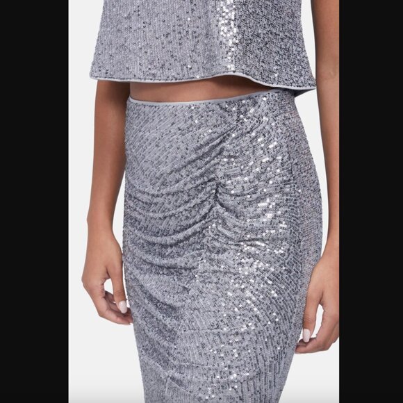 Wildfox Armidale Silver Sequin Side Slit Midi Skirt S NWT - Picture 5 of 9